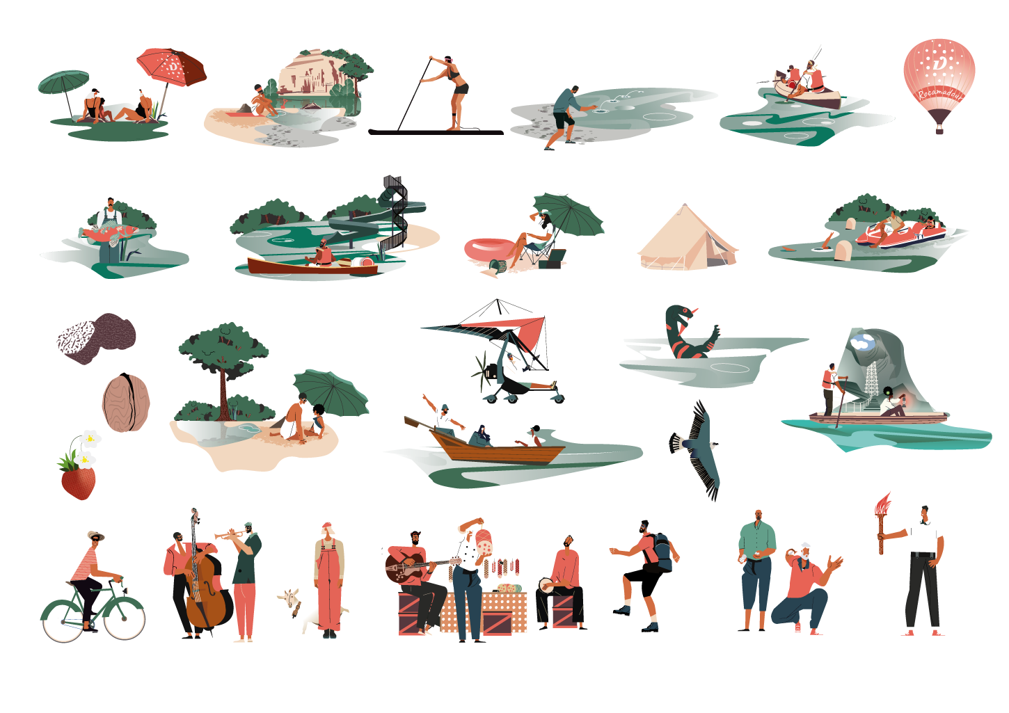 Touristic Illustrations, outdoor illustration, Nature, beach illustration, lake illustrationL'Atelier Cartographik